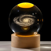 Luminária LED de Cristal Galaxy – Base de Madeira