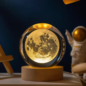 Luminária LED de Cristal Galaxy – Base de Madeira