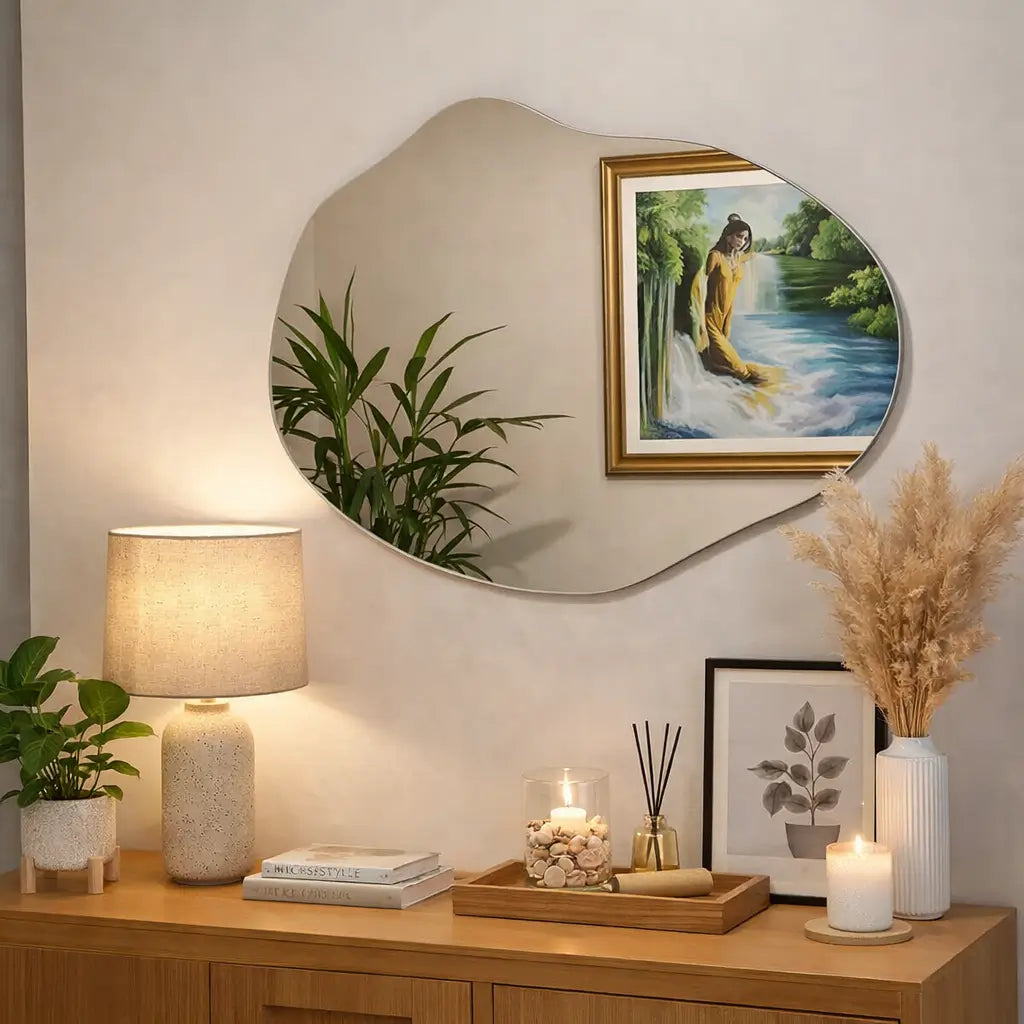 Espelho Orgânico Elegance 60x40 de Luxo – Não Precisa Furar a Parede