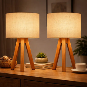 Kit Abajur de Mesa Duo Linen Nature – Bivolt