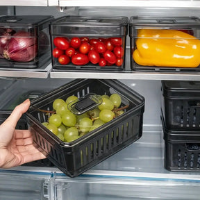 Kit Potes Organizadores FreshBox 3,8L para Geladeira – Com Sistema de Drenagem