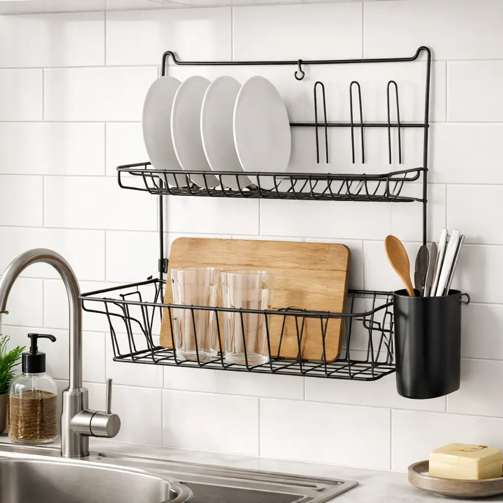 Escorredor de Louça Suspenso Dobrável de Parede