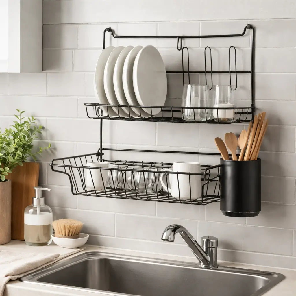 Escorredor de Louça Suspenso Dobrável de Parede