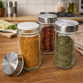 Porta-Temperos Giratório Profissional Inox – 12 Potes de Vidro