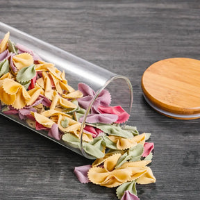 KIT 5 Potes Herméticos de Vidro com Tampa de Bambu