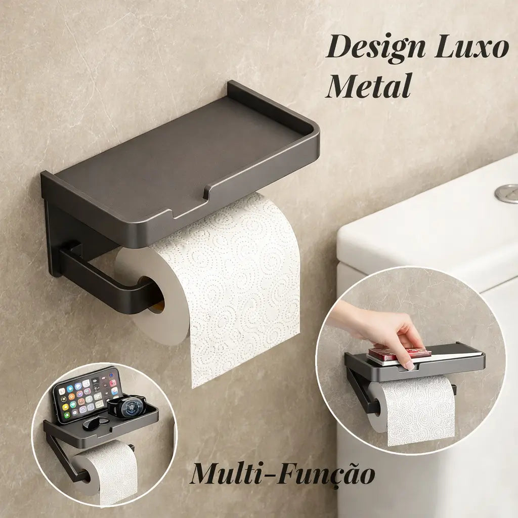 Porta-Papel Higiênico com Suporte para Celular
