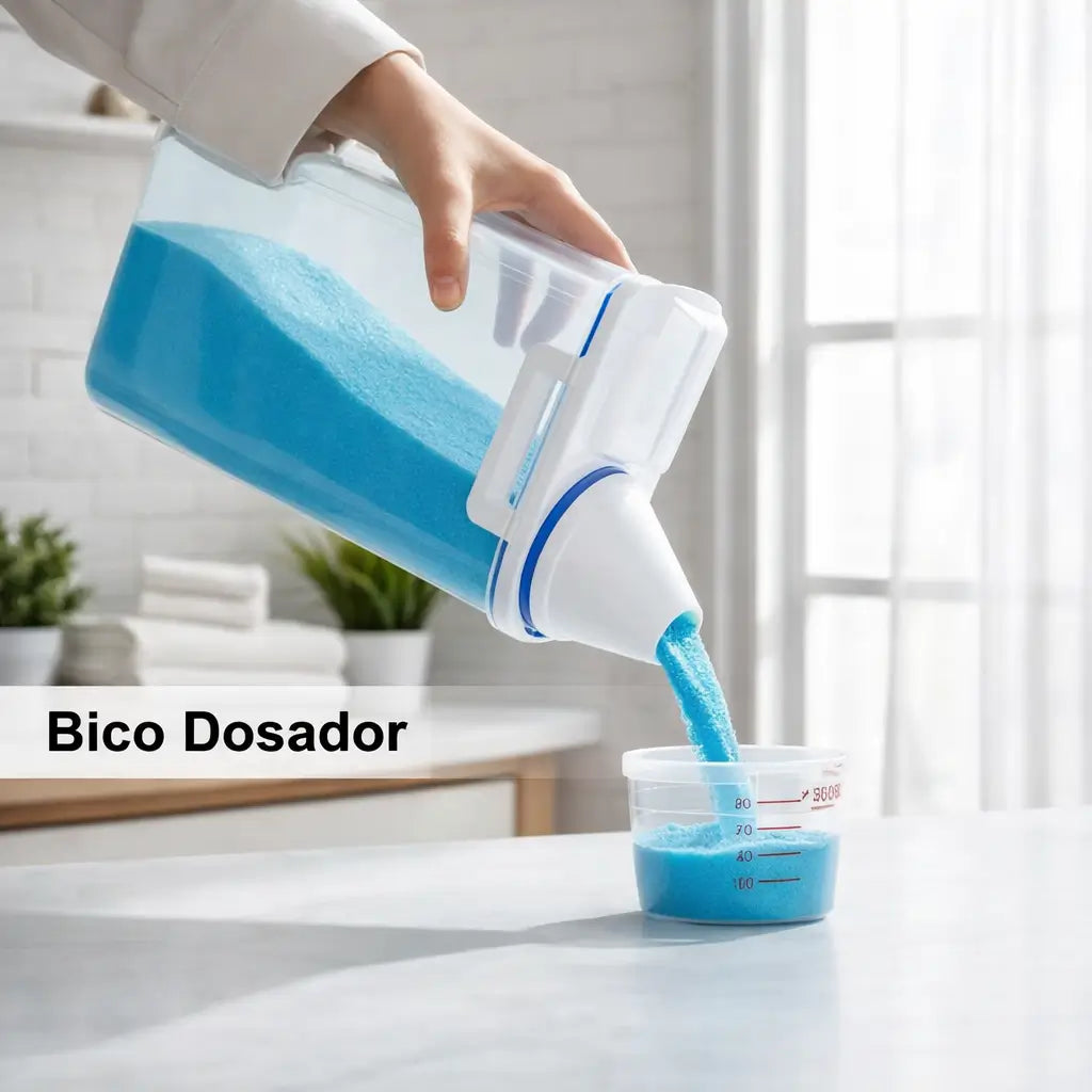 Dispenser Hermético de Sabão e Amaciante com Tampa Dosadora