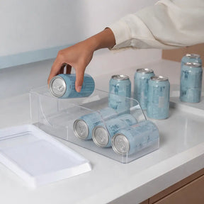 Porta-Latas Organizador com Rolagem Inteligente para Geladeira