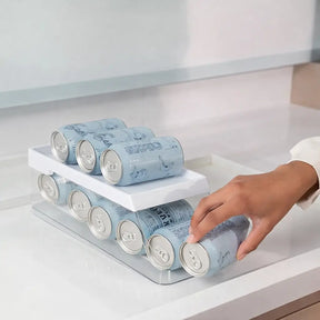 Porta-Latas Organizador com Rolagem Inteligente para Geladeira