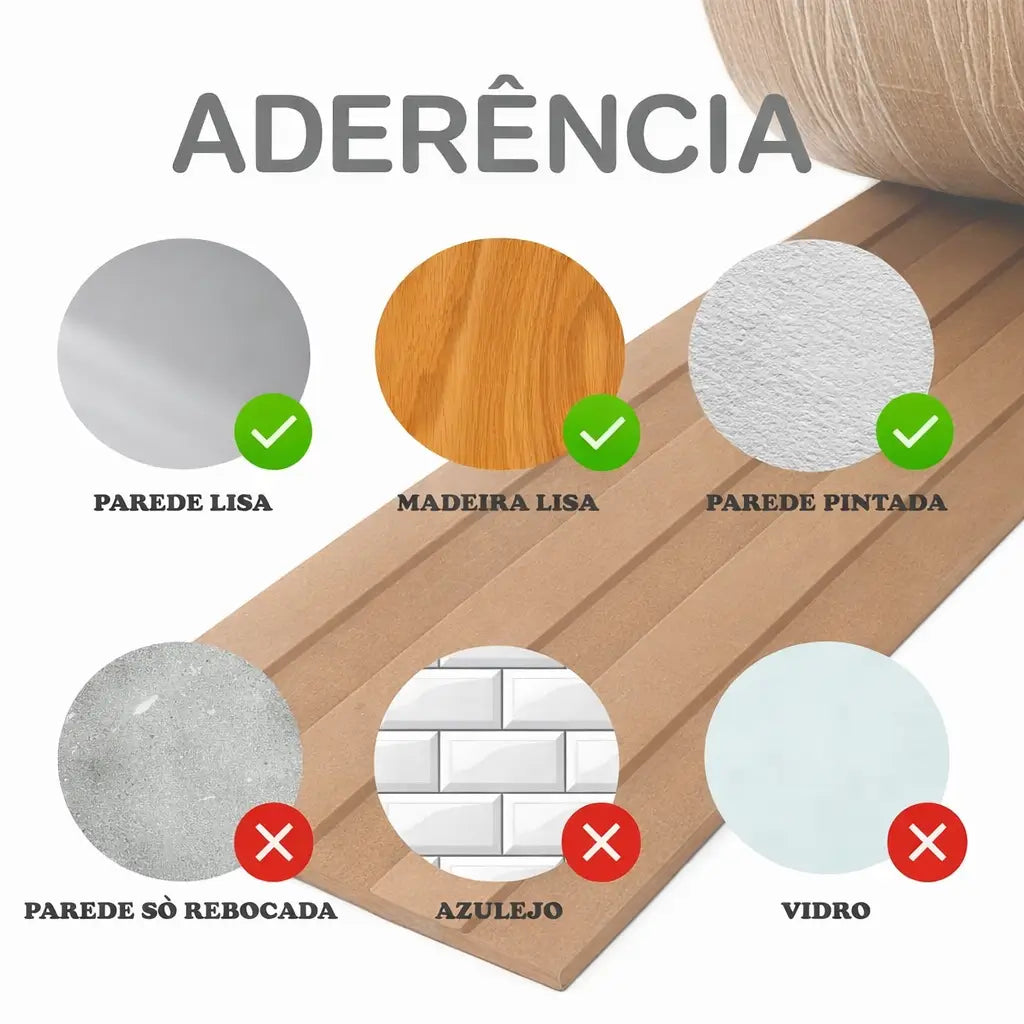 Painel Ripado EVA Flexível Autocolante – Revestimento de Parede