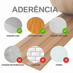 Painel Ripado EVA Flexível Autocolante – Revestimento de Parede