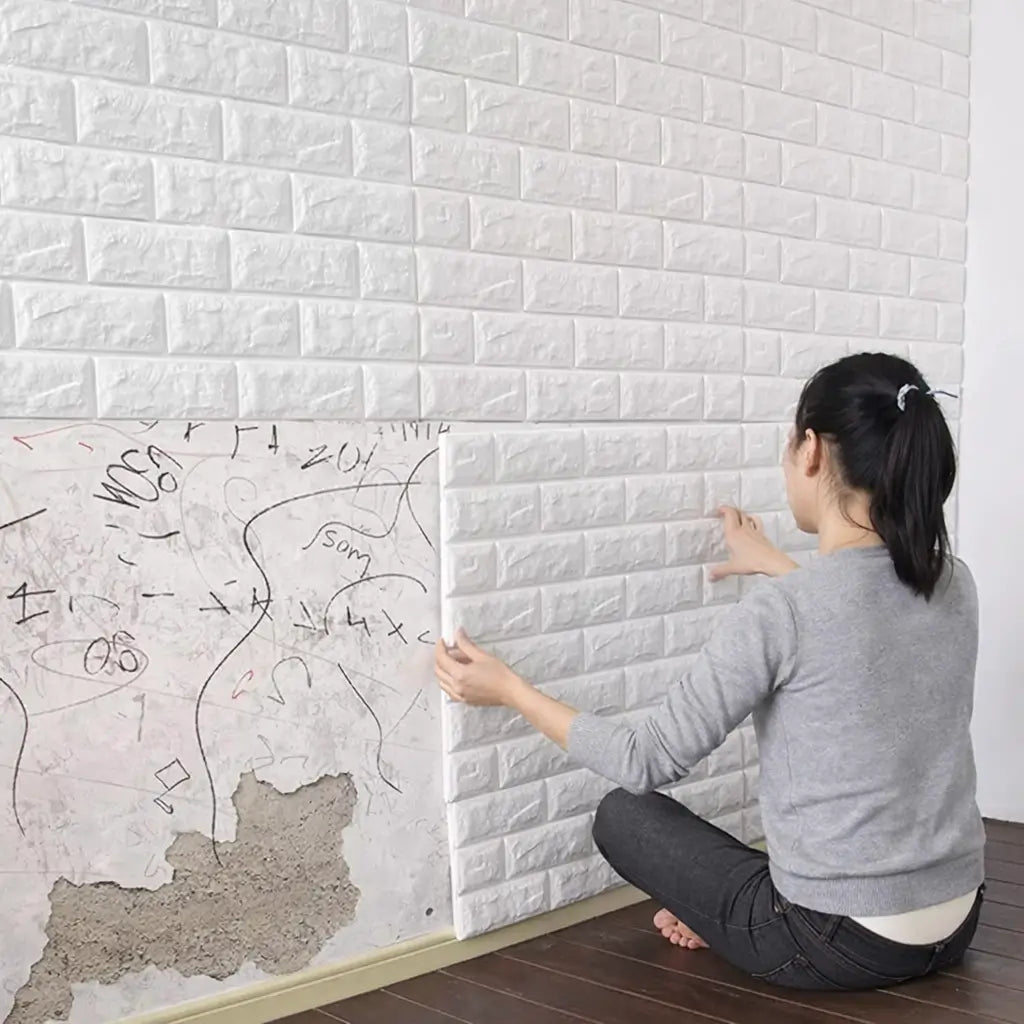 Placa Adesiva 3D Tijolinho 70x77 – Revestimento de Parede Sem Obra