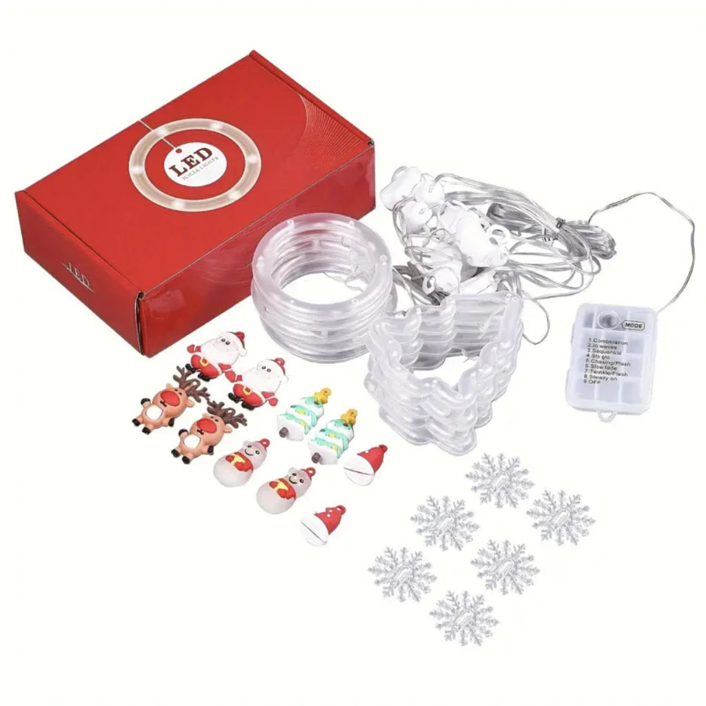 Cordão de Luzes Natalinas com Enfeites