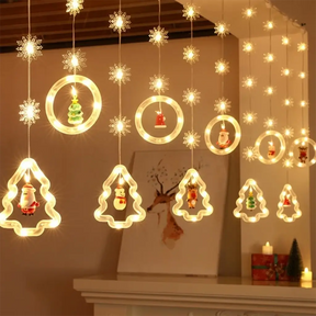 Cordão de Luzes Natalinas com Enfeites