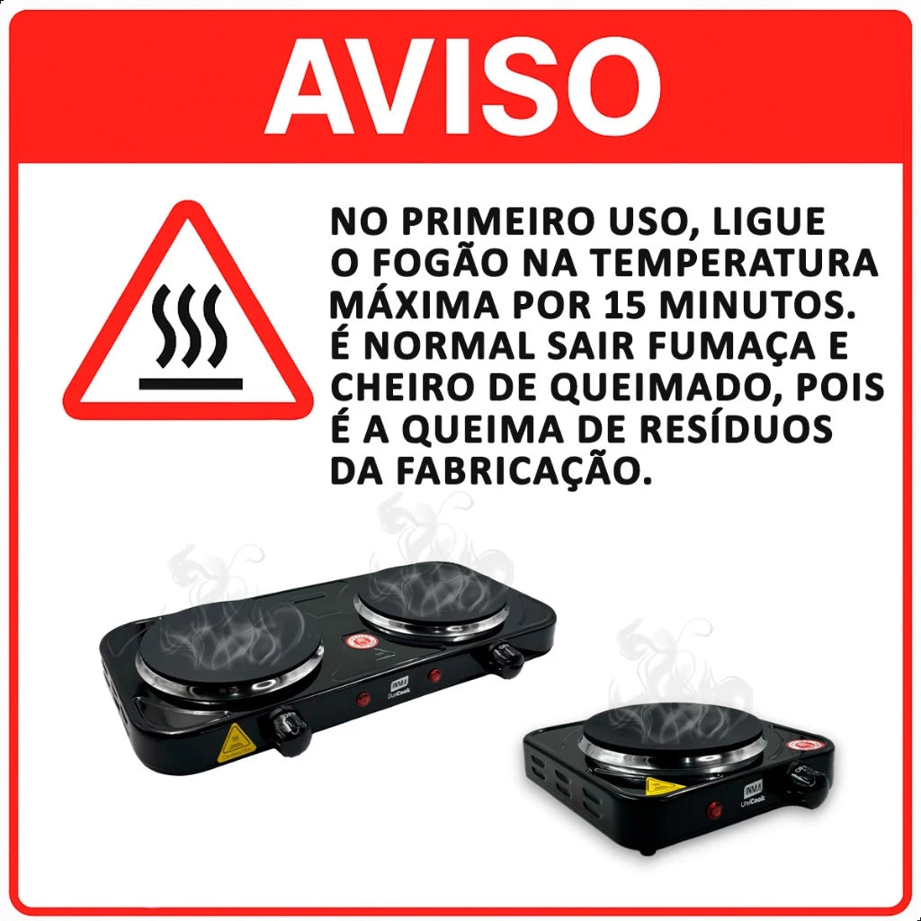 Cooktop Elétrico de Mesa 2 Bocas com Controle de Temperatura