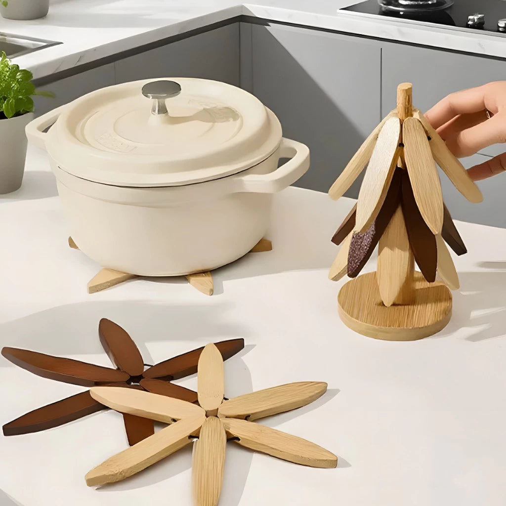 Descanso de Panela Dobrável Árvore de Bambu